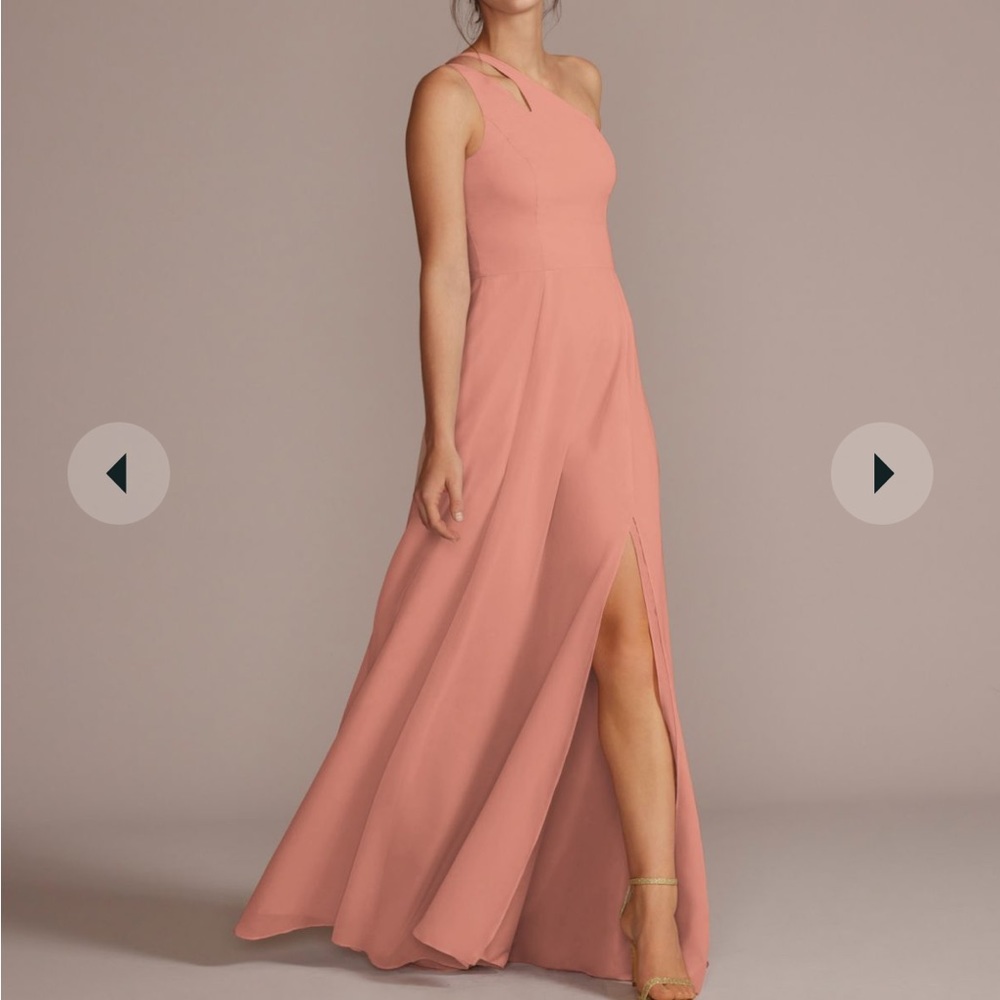 David‘s Bridal Chiffon One-shoulder Cutout Bridesmaid Dress